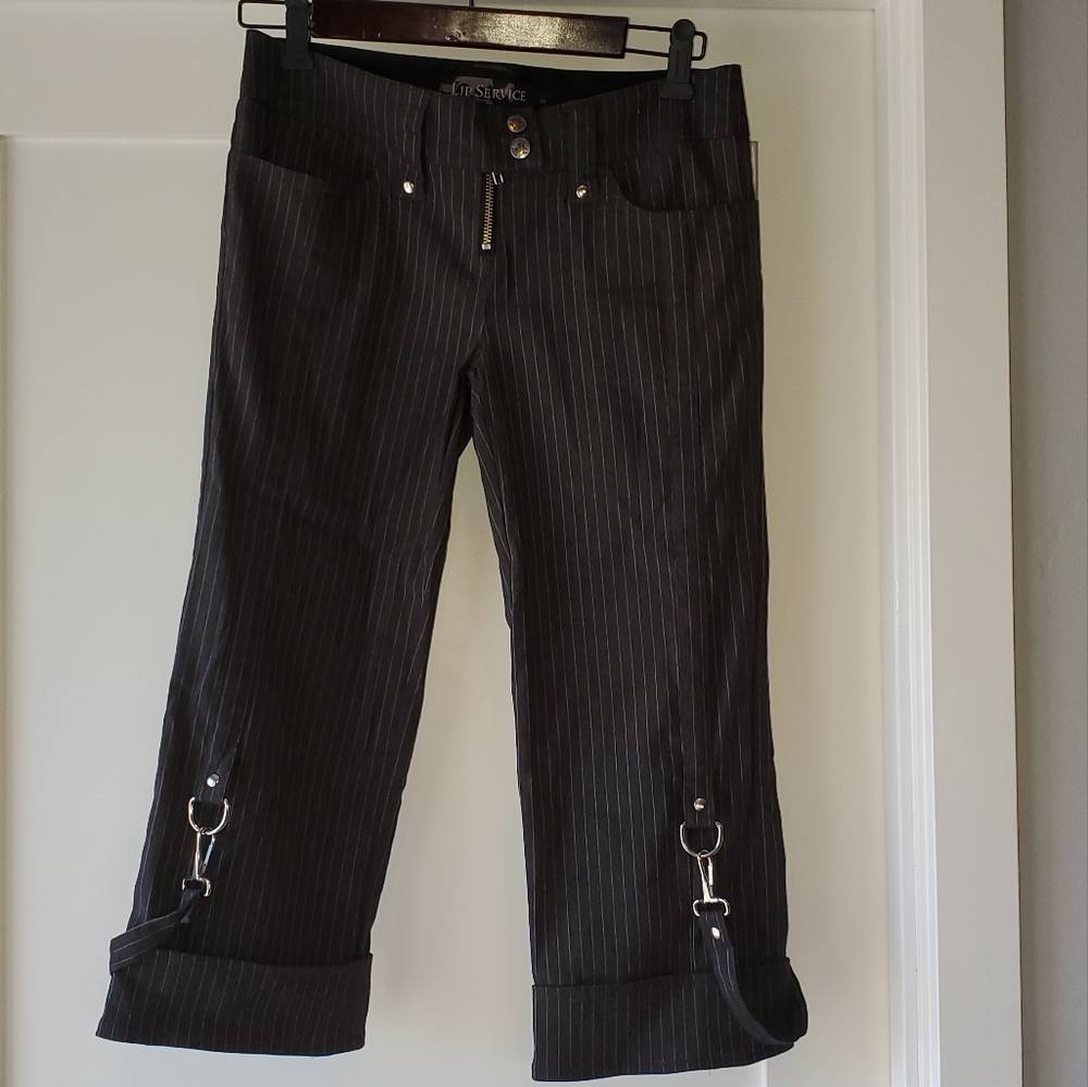 Vintage Lip Service grey pin striped capris